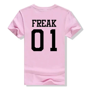 Freak 01 Keistuolis 01 Rungtynių Geriausiais Draugais T-Shirts BFF Seksualus Tees Girl Draugas Laiškas Spausdinti Moterų trumpomis Rankovėmis Marškiniai Juokinga Viršuje Tee