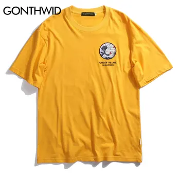GONTHWID Japonų Ukiyo Katė Banga Spausdinti Streetwear T Shirts 2020 Metų Vasaros Mens Hip-Hop Atsitiktinis trumpomis Rankovėmis Viršūnes Tees Vyrų Tshirts