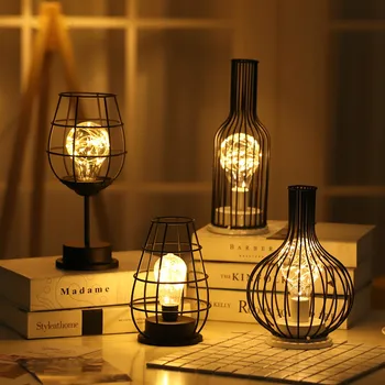 Geležies Tuščiaviduriai Iš Vyno Stiklo Butelis, Naktį Šviesos diodų (LED) Naktį Lempa Cafe Viešbučio Balkono Namų Puošybai