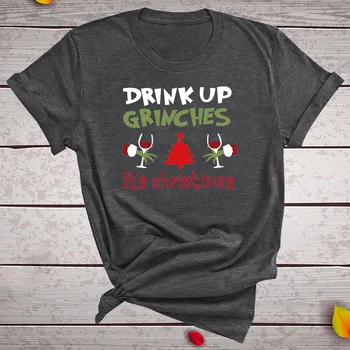 Gerti Grinches Tai Kalėdos Marškinėliai Moterims Spausdinami Mados Juokingas Kalėdų Drabužius Harajuku Grafinis Tee trumpomis Rankovėmis Viršūnes