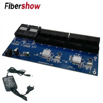 Gigabit Ethernet switch Pluošto Optinių Laikmenų Keitiklis PCBA 8 RJ45 UTP ir 2 PK pluošto Port 10/100/1000M Valdybos PCB 10 vienetų