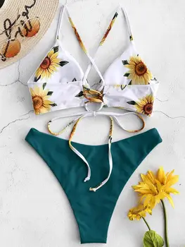 Greitas, nemokamas pristatymas Moterų Apynasrio Maudymosi kostiumai Atspausdinta Dviejų dalių Bikini Rinkiniai