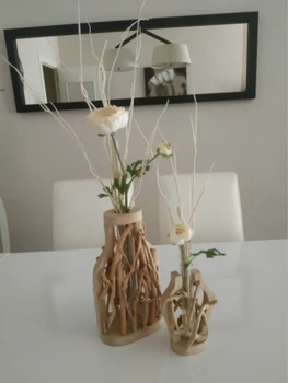 Grynas rankų darbas Medinė Vaza, Dekoruoti Medžio masyvo Vazonas Kūrybos Stiklo Gėlių Hydroponic Konteinerių Namų Dekoratyvinė Vaza