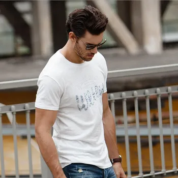 GustOmerD Naujos Prekės Kokybės Medvilnės Marškinėliai Vyrams Mados Kietas Laišką Išspausdinti O-kaklo Tees Dizaino Marškinėliai trumpomis Rankovėmis Vyrai T-shirt