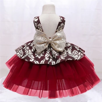 Gėlių Bamblys mergytę Kūdikį Princesė Dress Baby Girl Vestuvių Suknelė Nėrinių Tutu Vaikai Šalis Vestidos 1 Metų gimtadienis