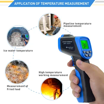 HP-981C Skaitmeninis Termometras Ne-Susisiekite su Lazerio SPINDULIŲ Infraraudonųjų spindulių Testeris -30-550℃ Temperatūros Ginklą Pyrometer su skystųjų KRISTALŲ Ekranas