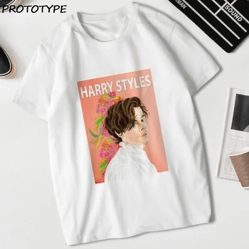 Hip-Hop Harry Styles Spausdinti Negabaritinių Vasaros Marškinėlius Estetinės Harajuku Marškinėliai Mielas Viršūnes Trumpas Rankovės Ullzang Moterų Punk Drabužiai