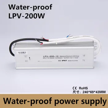 IP67 200W 15V 13A Vandeniui LED Driver lauko naudoti led juostelės maitinimo Apšvietimo Transformatorius 220v/15v LPV-200-15