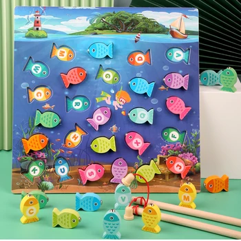 Ikimokyklinio Mediniai Montessori Žaislai Magnetinio Žvejybos Žaidimas Kūdikių Įspūdį Mokymo Priemonių Anksti Švietimo Žaislai Vaikams Mergaitėms Dovanų
