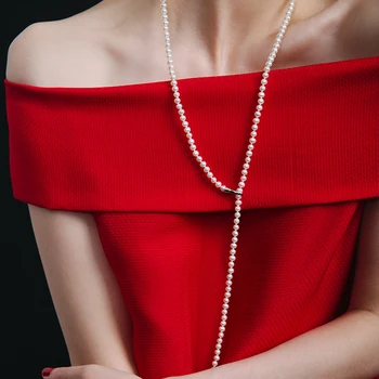 Ilgai Natūralių Gėlavandenių Perlų Neckalce Moterų,Mados Nekilnojamojo Mažų Baltų Perlų Vėrinį 85cm Graži Dovana Fine Jewelry