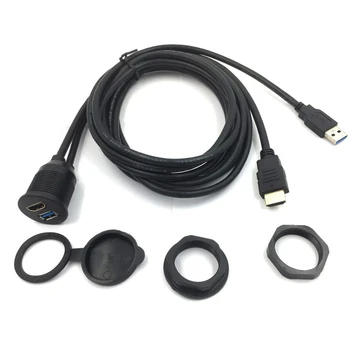 Ilgas USB 3.0 HDMI suderinamus Dash Skydelis, Auto, Automobilių, Valčių, Motociklų Flush ilgiklis AUX Pratęsimo Exrending Laidai