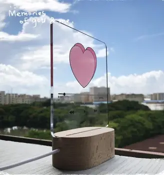 Ins Širdies Player 3D Naktį Šviesos Romantiška Kūrybos Miegamasis USB Lentelė Šviesos Valentino Dienos Dovana Medinių Akrilo Šviesos Stalo Lempos