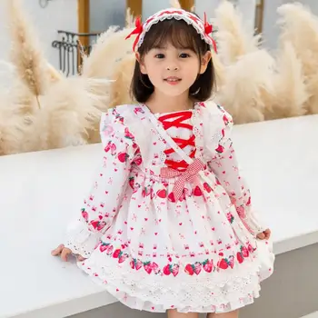 Ispanijos Lolita princess dress Nėrinių Susiuvimo spausdinti saldus mielas kamuolys suknelė gimtadienio Velykų suknelė mergaitėms vestidos Y3100