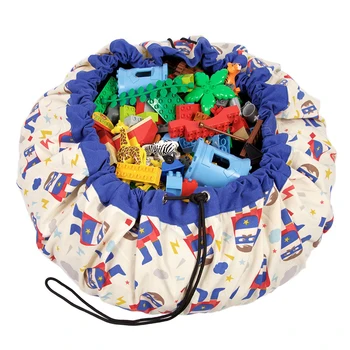 Išardomi Vaikams Žaislų Saugojimo Krepšys Nešiojamų Medvilnės Drobės Žaisti Kilimėlis, skirtas Namų ir Iškylą Childen Žaislų Organizatorius Dėklas