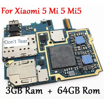 Išbandyta, Pilnas Darbo, Originalus Atrakinti Plokštę Už Xiaomi 5 Mi 5 Mi5 M5 Logika plokštės Plokštė, 3GB 64GB Global Firmware