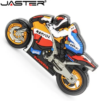 JASTER Animacinių filmų motociklo usb flash drive 64GB 32GB 16 GB 4 GB realias galimybes memory stick motociklą pen ratai miela dovana pendrive