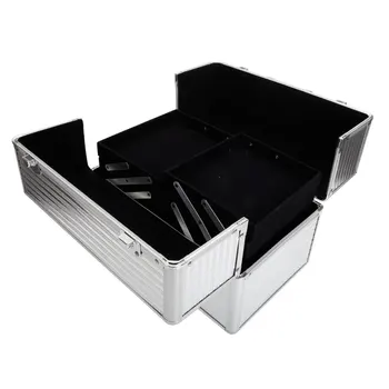 [JAV-W]Patogioje aliuminio Patogus Stilingas Trys Juostos Aliuminio Makiažas Laikymo Dėžutė su Raktais Sidabrinė