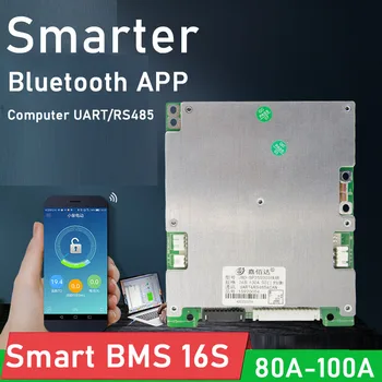 JBD smart BMS 16S 100A 48V 60V Li-ion LifePo4 18650 Ličio Baterija Apsaugos Valdybos W balansas 