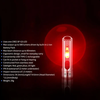 JETBeam Vandeniui Kempingas 500LM XPG3 + RGB + 365UV LED Kišeninis Žibintuvėlis Kempingas Medžioklės Laipiojimo Kišeninis Žibintuvėlis Darbo Lemputė