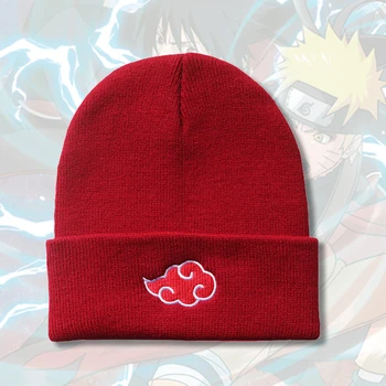 Japonijos Akatsuki Logotipas Anime Naruto Atsitiktinis Beanies Vyrams, Moterims, Megztos Žieminės Kepurės Raudonojo Debesies Hip-hop Skullies Skrybėlę Unisex Bžūp