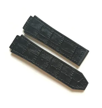 Juodas Pilkas 25*19mm Italija arklio odos, Gumos, silikono Watchband už Hublot dirželis Big Bang diržo Žiūrėti juosta sintezės nemokamas įrankis