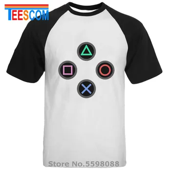 Juokingi Žaidimų Marškinėliai Vaizdo Žaidimas Playstation Spausdinti Vyrų Marškinėliai Naujas Hipster Mygtukai Konsolės Dizaino Marškinėlius Pue Medvilnės PS4 Berniukas Tees