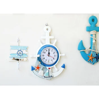Jūros Inkaro Sieninis Laikrodis Kurti Viduržemio Jūros Mediniai Jūros Stiliaus Jūrmylių Laikrodžiai Horloge Restoranas Kambarį Namo Apdaila