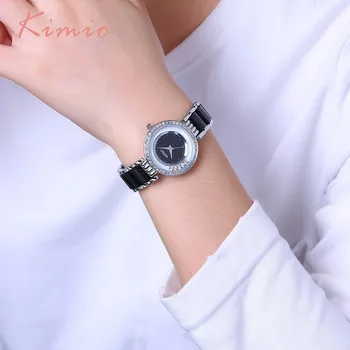 KIMIO Pearl Masto Deimantų Kristalų Geležinkelių Apyrankę Moterų Laikrodžiai Prekės Prabangių Mados Ponios Žiūrėti Moterų Kvarcas-watch Laikrodis