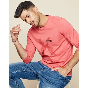 KUEGOU medvilnės rudenį vyrų marškinėliai ilgomis rankovėmis raidžių spausdinti marškinėliai pavasario mados top dydis ZT-7781