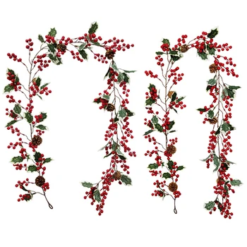 Kalėdų Dirbtinis Vynmedžių Lapai Augalų Raudonųjų Vaisių, Pušų Kankorėžių Ilgai Rotango Gėlių Kompozicijų Atmosfera Išdėstymą, Sienų Dekoras Dropship