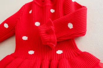 Kalėdų Rudenį Megztiniai Megztinis Mergaitėms Suknelės Atsitiktinis ilgomis rankovėmis Vestuvių Šifono Tutu Suknelė Mergaitėms Mielas Princesė Šalies Tiulio Suknelė
