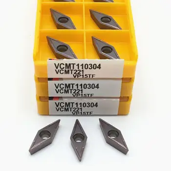 Karbidas įterpti VCMT110304 VP15TF aukštos kokybės išorės tekinimo įrankis VCMT 110304 metalo staklių CNC tekinimo įterpti tekinimo įrankis
