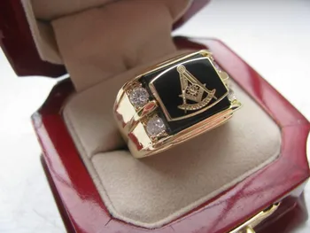 Karšto Pardavimo Natūralus Onikso 18kt Aukso Užpildytas Masonų Memorialinė religinių Šalies žiedo Dydis 7 8 9 10 11 12 13 14 15