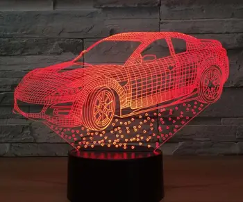 Kelių Spalvų 3D Automobilių Nakties Žibintas Akrilo Skydelis Automobilio Formos LED Šviesos su 7 Spalvų Keitimas Palieskite arba Nuotolinio Valdymo Lašas Laivas