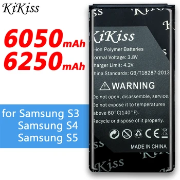 KiKiss Baterijos Samsung Galaxy S3 S4 S5 Telefono Baterija i9300 i9500 i9505 G900 Bateria B600BE/B600BC/EB-L1G6LLU/EB-BG900BBC