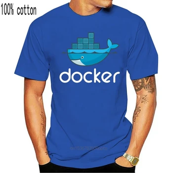 Kietas Docker Logo Marškinėliai Vyrams Kvėpuojantis Medvilnės marškinėliai Įgulos Kaklo trumpomis Rankovėmis, Trišakiai Kompiuterio Geek Programuotojas Marškinėlius
