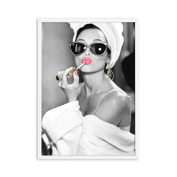 Klasikinis Audrey Hepburn Potrait Sudaro Šiuolaikinės Plakatus Spausdina Drobės Tapybos Sienos Meno Aukštos Helels Nuotraukos Miegamasis Namų Dekoro
