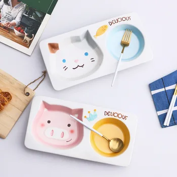 Korėjiečių Keramikos Vaikų Gyvūnų Plokštė, Stalo Įrankiai Kūrybos Mielas Animacinių Filmų Kūdikio Salotos Pusryčiai Plokštės Virtuvę Vaikų Stalo