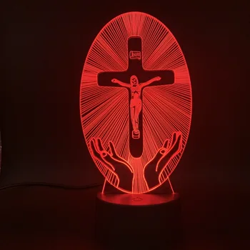 Krikščionybė LED Nakties Šviesos Jėzus Stotis Religijos Kryžiaus Vizualizacijos Koplytstulpis Biblija Spalvinga Krikščionys 3D Lempos