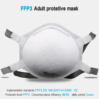 LAIANZHI FFP3 CE Taurės tipas kaukė apsaugines kaukes vienkartines kd2.5. kaukės kenksmingų 99% higienos Apdangalai, originalioje pakuotėje burną kaukės