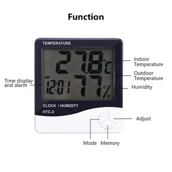 LCD Skaitmeninis Temperatūros, oro Drėgmės Matuoklis HTC-1 