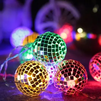 LED Spalvinga Šviesos Veidrodis Kamuolys String Žibintai, Baterija, USB Powered Šmėžavimas Baras Pasakų Žibintai Vestuvių Kalėdų Vakarėlį Apdaila