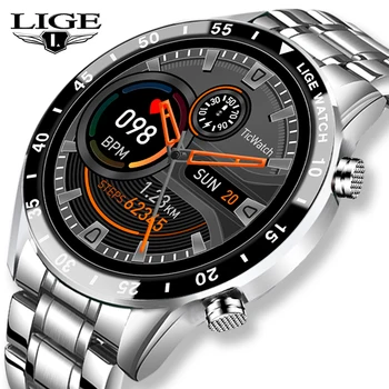 LIGE 2020 Naujų Prabangių prekės ženklų vyriški laikrodžiai Plieno juosta Fitneso žiūrėti, Širdies ritmas, kraujo spaudimas Aktyvumo seklys Smart Watch vyrams