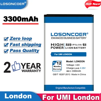 LOSONCOER 3300mAh LONDONO Aukštos Kokybės Telefono Baterija UMI LONDONO Batterie Akumuliatoriai Bateria