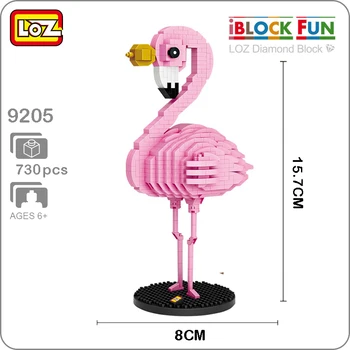 LOZ 9205 Animacinių filmų Flamingo Pink Paukščių Gyvūnų 3D Modelį 730pcs 