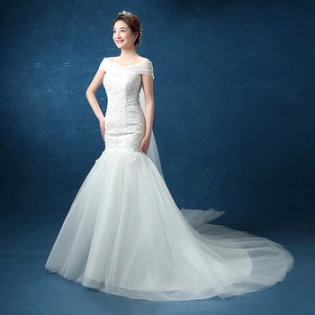 LYG-D95#nedidelis slenkantis žuvies uodegą Peties nėrinių vestuvės dress suknelė prom Vestuvių mados suknelės pigūs didmeninė