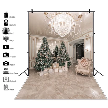Laeacco Royal Luxury Dekoro Kalėdų Eglutė Sofa Derliaus Prašmatnus Sienos Kambarį Vaikas Foto Fonas Fotografijos Foną, Photocall