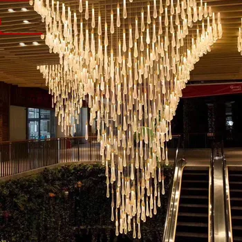 Laiptai Ilgai burbulas Kristalų Liustra Vandens Lašas lempa, Modernios led juostos krištolo lašas šviesos Laiptų Lempos Restoranas, Baras apšvietimas