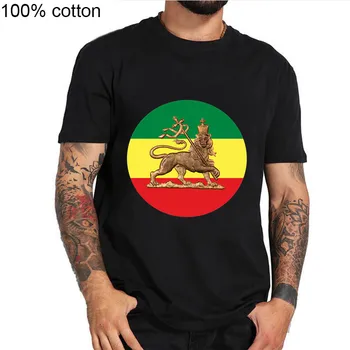 Liūtas iš Judo Rastafari Vėliavos Reggae Šaknys T Marškinėliai vyrams Etiopija Judo T-Shirt Homme Funky Cool vasaros Afrikoje Liūtas Karalius marškinėlius