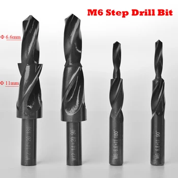M6 6.6 mm 11mm 6.6-11mm Skersmens 90 180 Laipsnių greitapjovio Plieno HSS Mažas Tiesiu Kotu Du Subland Žingsnis Core Twist Drill Bit
